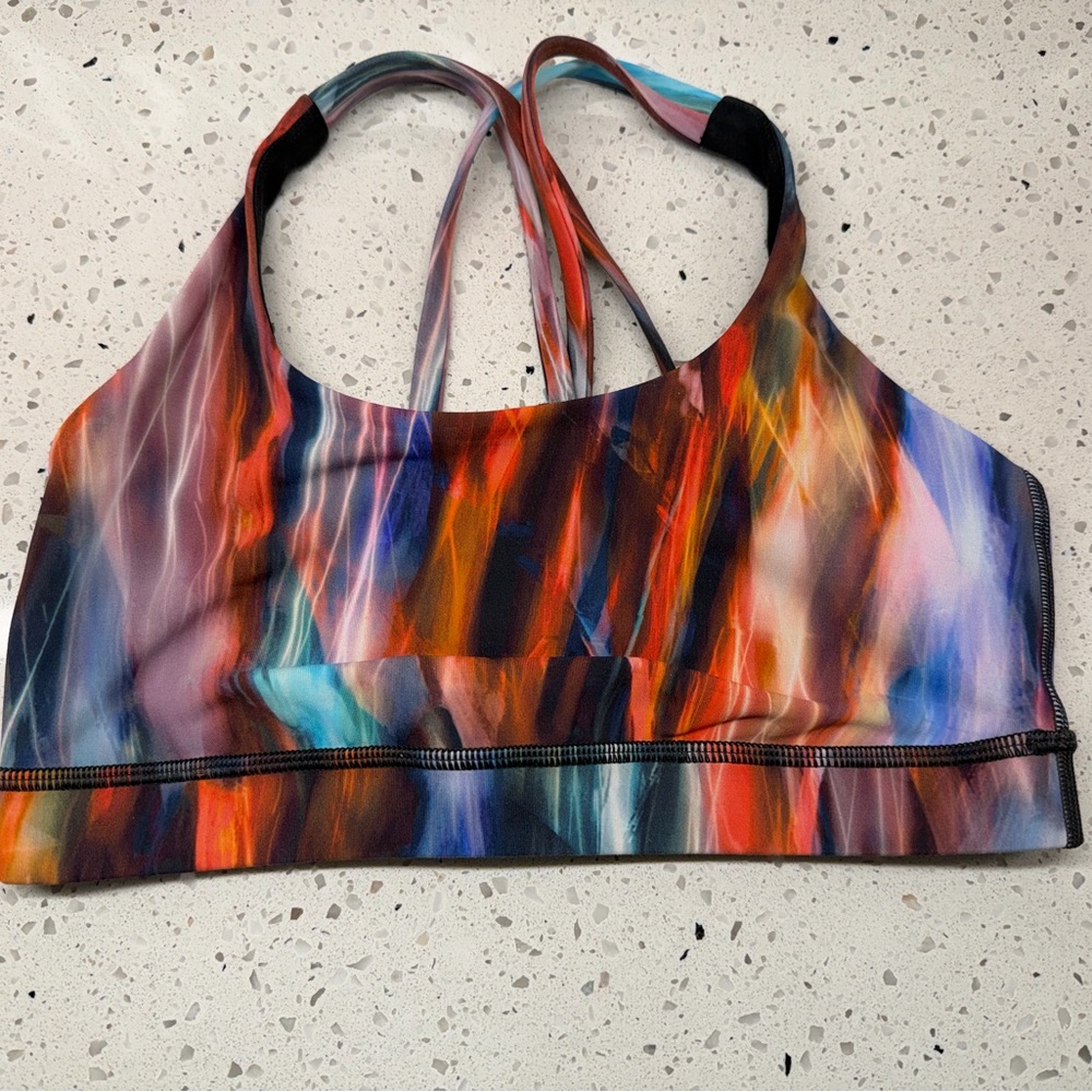 LULULEMON SZ 6 Bright, Multicolor Print Sports Bra No Callouts